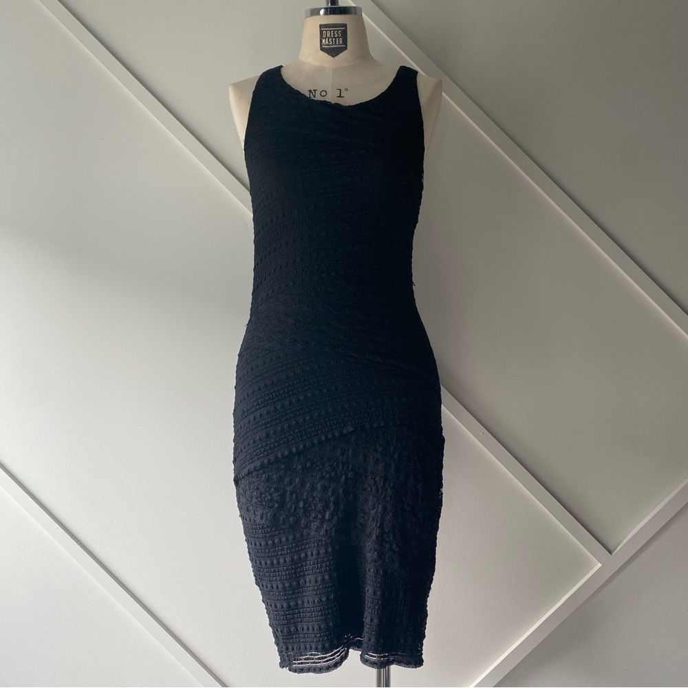 Bailey 44 Lace Bodycon Midi Dress | Size Small | Black Sleeveless Cocktail Dress
